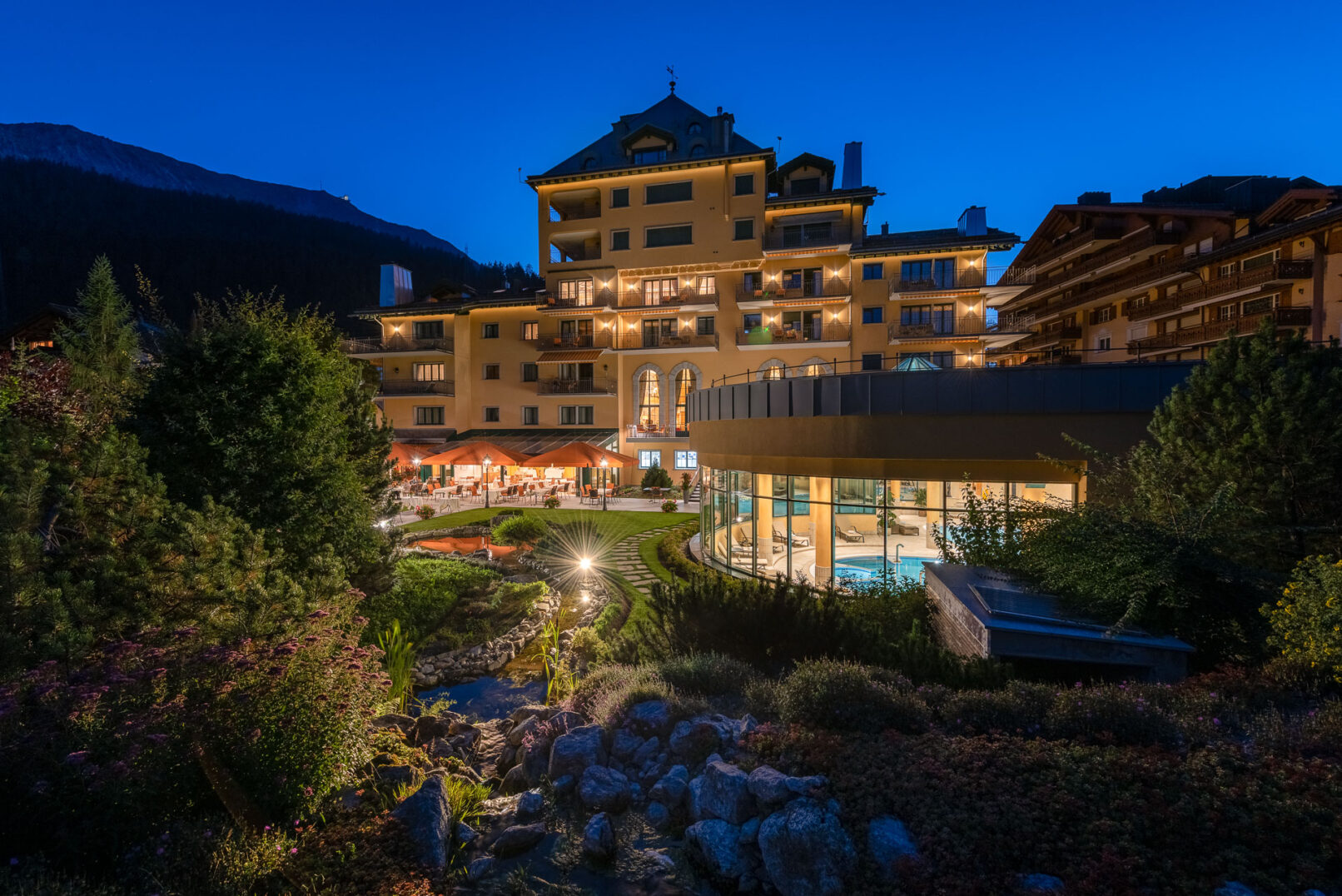 Aussenaufnahme vom Hotel Vereina in Klosters.
