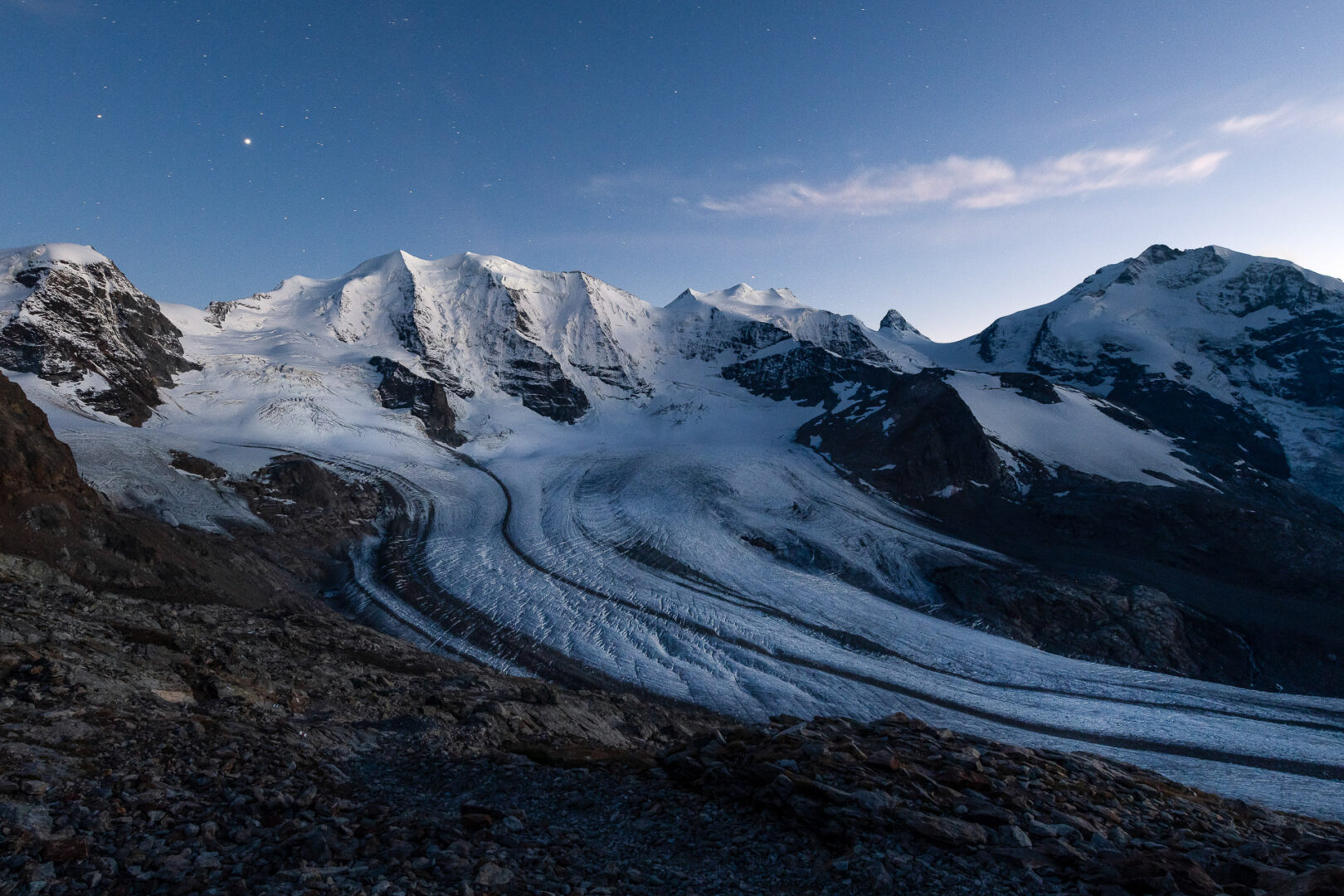 Piz Palü mit Gletscher im Engadin.